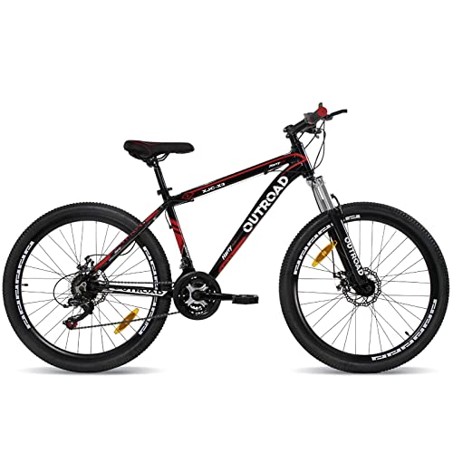 Outroad 26 Inch Mountain Bike, 21-Speed/High-Carbon Steel/Aviation Grade Frame MTB, Dual Disc/V Brake, Adjustable Ergonomic Seat Bycycle for Men Women Adult, Quick Assembly in 20 Minutes