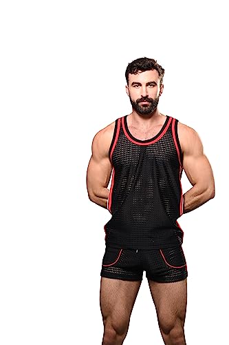 Andrew Christian Competition Mesh Tank, Black, Large