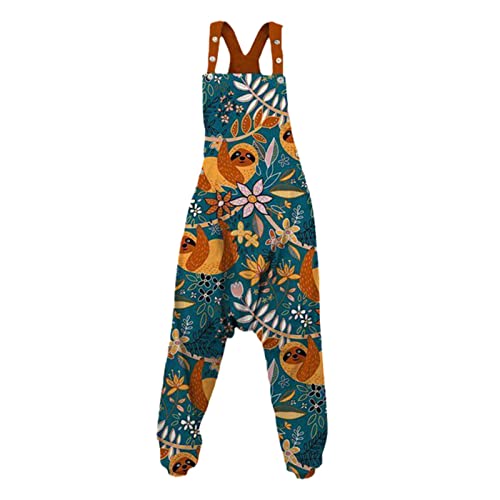 Jumpsuit Casual Loose Print Harem Pants Summer Beach Casual Streetwear Mom Loose Fit Rompers Party Overalls 7 S