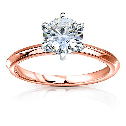 Kobelli Classic Solitaire Round Brilliant Moissanite Engagement Ring 1 Carat 14k Rose Gold (GH, VS), 6