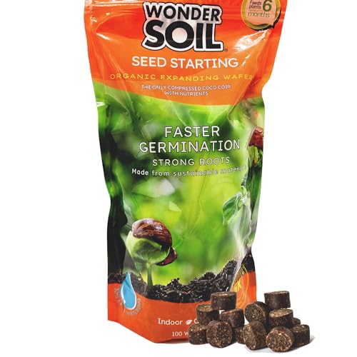WONDER SOIL | 100 Organic Seed Starter Pellets | Ready to Plant Seed Starting Soil Loaded with Pre-Mixed Nutrients | Fast Germination | Indoor or Outdoor | 100 Count