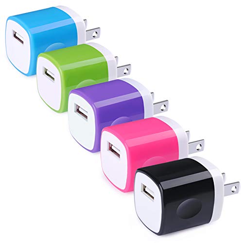 Wall Charger Block, Hootek USB Plug 5Pack 1A/5V Single Port Wall Charger Box Charging Cube Brick for iPhone 15 Pro Max 14 13 Pro 12 11 XS X 8 Plus,iPad,Samsung Galaxy,LG,HTC,Moto,Android Phone Charger