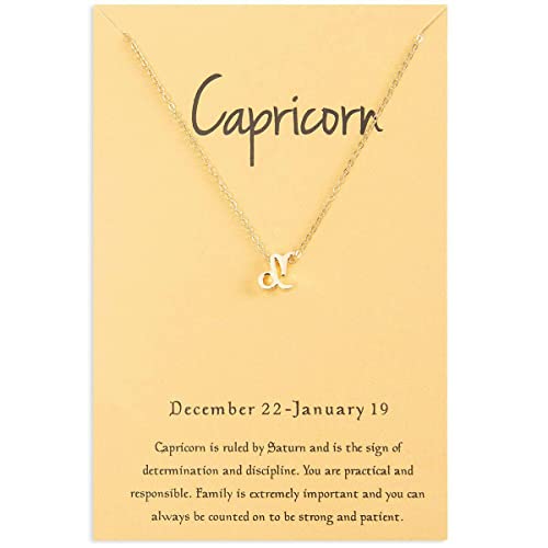 Zealmer Cyberny Women 18K Gold Plated Capricorn Pendant Necklace 18'