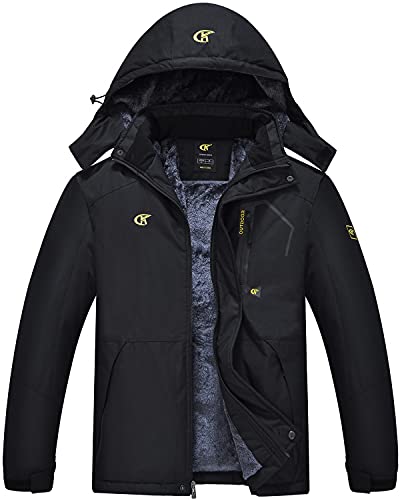 QPNGRP Mens Waterproof Ski Snowboarding Jacket Winter Windproof Snow Coat Black 4X-Large