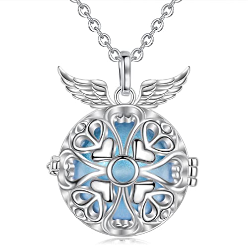 EUDORA Harmony Ball Pendant Necklace Baby Angel Chime Caller Sphere Chime Bell Locket Sterling silver Pregnancy Necklace