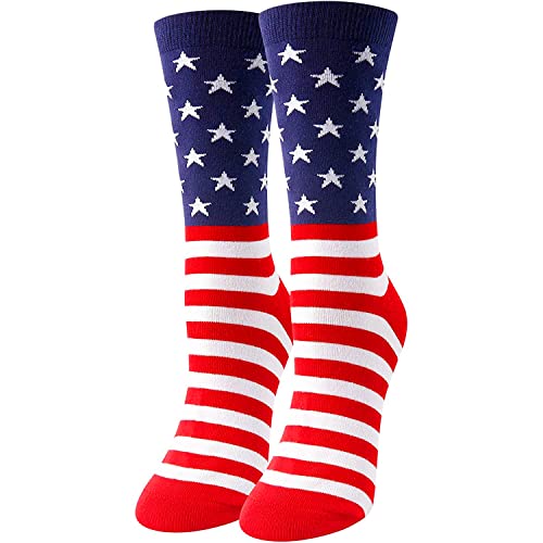 HAPPYPOP Women's Crazy Silly Funny Teen Gifts Book Lovers Socks, Usa Flag, Medium