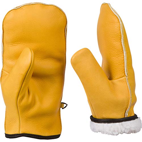 Top-Grain Cowhide Leather Chopper Mitts, Sherpa Lined Mitten Glove (Large Womens/Small Mens)