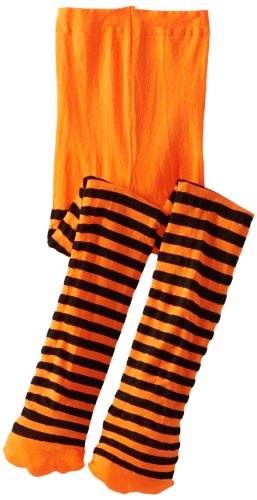 Jefferies Socks Little Girls' Stripe Tights, Orange/Black, 2-4, 24-48 Months