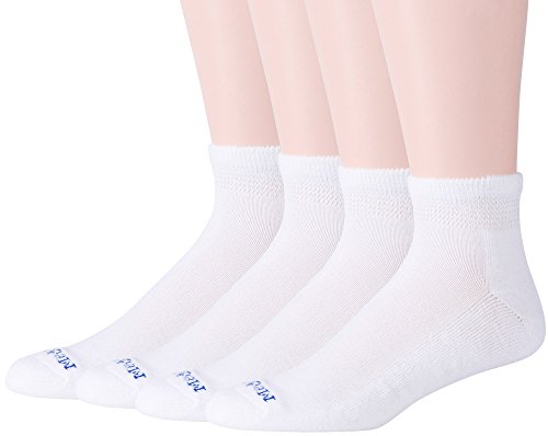 MediPeds mens Diabetic Quarter With Non-binding Top casual socks, White, Shoe Size Men's 7-12 Women 10-13 US (Pack of 8)