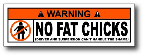 [QTY 2] WARNING NO FAT CHICKS - OEM SPOOF VINYL STICKERS DECALS [4.25 X 1.38 INCH]
