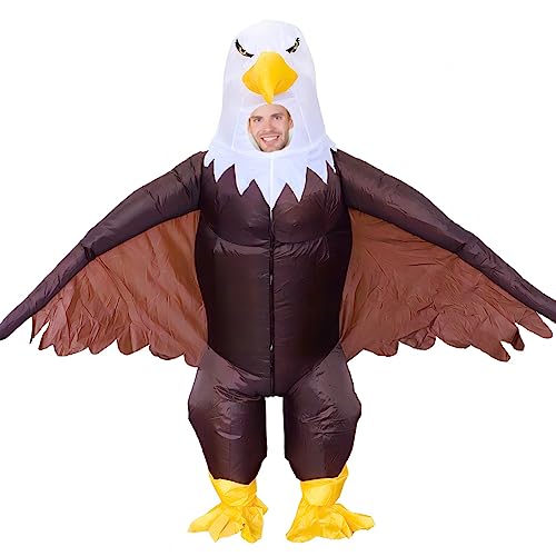 MXoSUM Inflatable Eagle Costume for Adult Air Blow up Bald Eagle Halloween Costume Happy Independence Day Celebration Costume