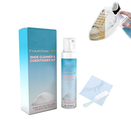 ETUIH Shoe cleaner foam，fz150 shoe cleaner，Sneaker Shoe Clean Foam Cream Bubble，Shoe Cleaner & Conditioner Kit，Shoe Stain Remover with Hair Brush & Towel (1PCS)