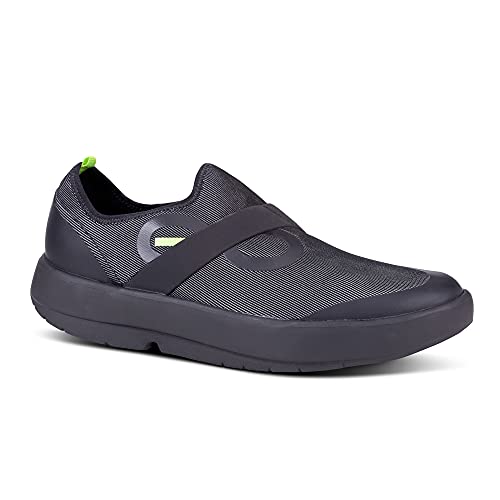 OOFOS Men's OOmg Fibre Low Athletic Shoe - Black & Gray - Size 11