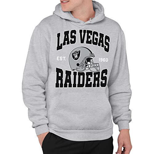 Junk Food Clothing x NFL - Las Vegas Raiders - Team Helmet - Unisex Adult Pullover Fleece Hoodie for Men and Women - Size Large