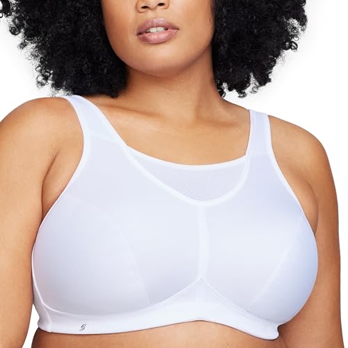 Full Figure Plus Size No-Bounce Camisole Sports Bra Wirefree #1066 White