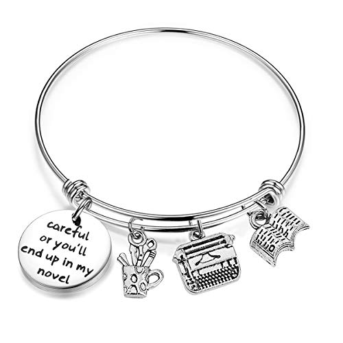 Gzrlyf Writer Bracelet Author Bracelet Writer Gift Novelist Gift Careful Or Youll End Up In My Novel Jewelry Writing Gift Author Jewelry (Writer bracelet)