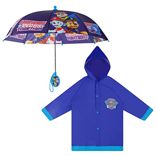 Nickelodeon boys Nickelodeon Kids and Slicker, Paw Patrol Toddler Boy Rain Wear Set, for Ages 2-7 Umbrella, Dark Blue, MEDIUM AGE 4-5 US