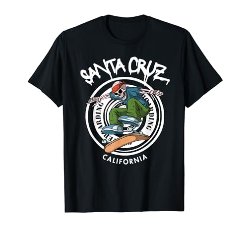 Santa Cruz Skater Laid Back California Skeleton Skateboarder T-Shirt