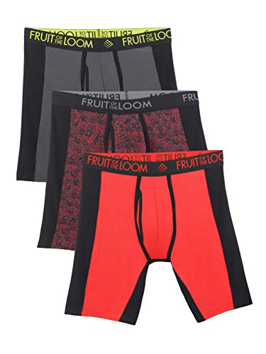 Fruit of the Loom mens Breathable (Regular & Big Man) Boxer Briefs, Long Leg - Micro Mesh 3 Pack Flex Side Panels, Small US