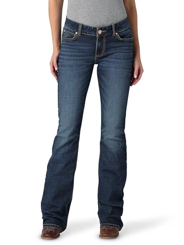Wrangler Women's Retro Mae Rise Stretch Boot Cut Jean, Mid Wash, 1W x 32L