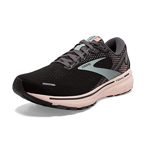 Brooks Women's Ghost 14 Neutral Running Shoe - Black/Pearl/Peach - 9.5 Medium