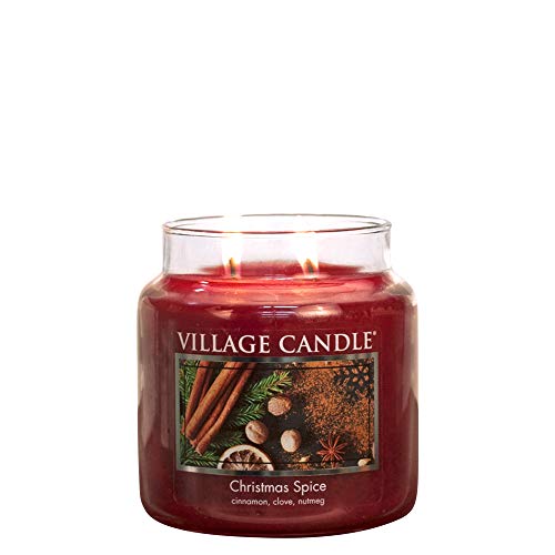Village Candle Christmas Spice 16 oz Glass Jar Scented Candle, Medium