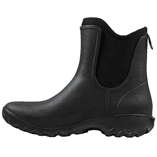 Bogs Women's Sauvie Slip On Boot Waterproof Garden Rain, Black, 7 M US