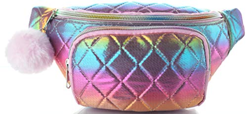 Waist Bag Shoulder Belt for girl 6 7 8 9 10 11 12 old cute pink gold fashion holographic fanny pack for toy phone card key