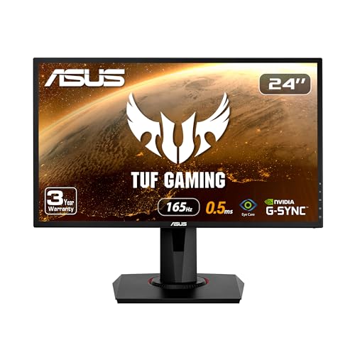 ASUS VG248QG 24' G-SYNC Gaming Monitor 165Hz 1080p 0.5ms Eye Care with DP HDMI DVI,Black