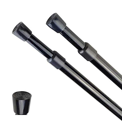 2pcs Adjustable Tension Curtain Rod, 28 to 43 Inches Spring Rods Closet Rod Cupboard Bars Spring Loaded Curtain Rods Tensions Rod For Windows,Kitchen, Bathroom,Cupboard,Wardrobe (Black)