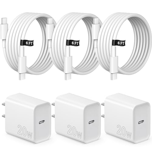 iPhone 15 Charger USB C Wall Charger 3-Pack 20W Compatible with iPad Pro/iPhone15/15Plus/15Pro/15ProMax/iPadPro/iPad Air/Samsung/Android Phones/Power Adapter