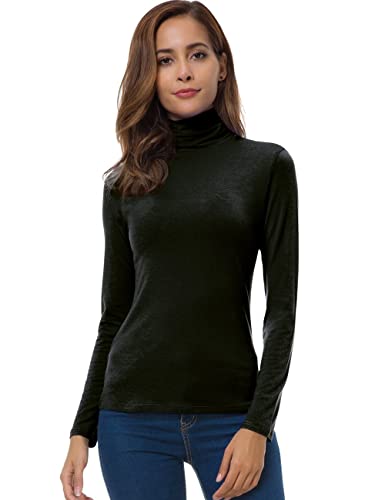 VOBCTY Womens Long Sleeve Turtleneck Lightweight Pullover Slim Shirt Tops Black X-Large