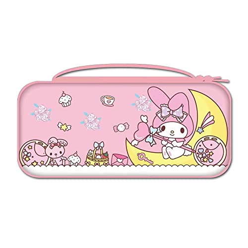 PERFECTSIGHT Cute Switch Carrying Case for Nintendo Switch OLED, Kawaii Hard Shell Portable Travel Carry Case with 12 Game Card Slots, Inner Protective Storage Bag for NS Console & Accessories (Pink Moon)