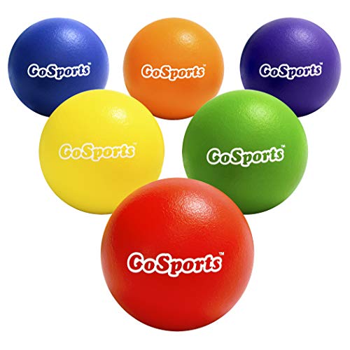 GoSports Soft Skin Foam Playground Dodgeballs - 6 Pack Set for Kids - Includes Mesh Carry Bag