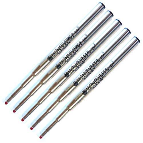 Monteverde Soft Roll Ballpoint Pen Refills Compatible with Montblanc Retractable Pens, 5 Pack, Bulk Packed, M14 (Bold, Black)