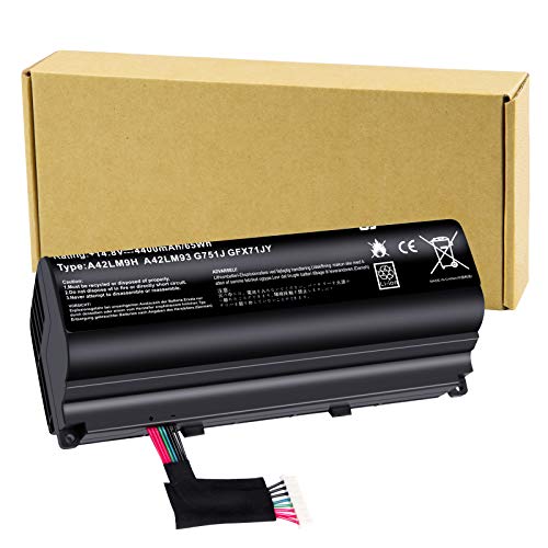 New A42N1403 Battery for ASUS ROG GFX71JY 17.3' GFX71JY4710 G751 G751J G751JT G751JY G751JL G751JM GFX71JY GFX71JY4710 GFX71JY4710 G751J-BHI7T25 G751JL-BSI7T28 A42LM93 4ICR19/66
