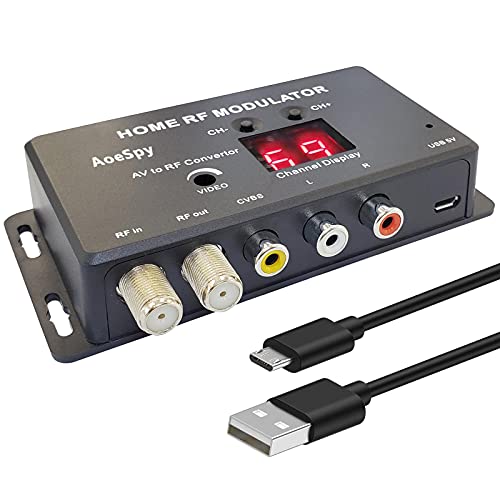 RF Modulator RCA Coaxial Adapter UHF Demodulator Converter w/Antenna (ANT) in/Out & Channel Switch for Roku Fire Stick PS3 PS4 PS5 Cable Box HD Digital AV Composite Video to Analog NTSC Coax TV