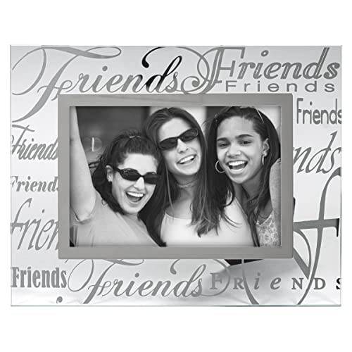 Malden International Designs 3038-46 Mirrored Glass With Silver Metal Inner Border Friends Picture Frame, 4x6, Clear