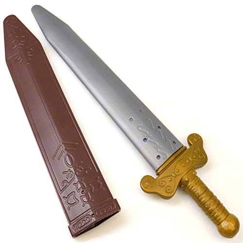 GiftExpress 19' Plastic Toy Roman Sword with Sheath for Pretend Play, Knight Costume Accessory, Roman Warrior Costume Accessory, Dagger Nordic Viking Costume Accessory