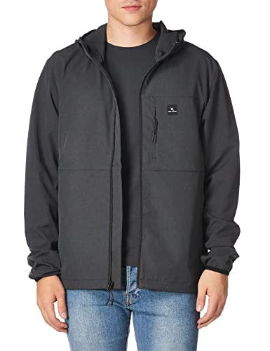 Rip Curl Men's Elite Anti Series Hooded Wind Breaker, Water Repellent Jacket, Black, Medium