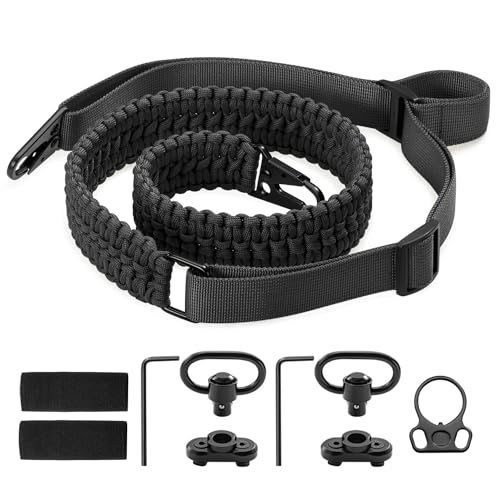KKIKK 2 Point QD Sling, Two-Point Paracord Sling with Quick-Adjust Length Strap (Black)