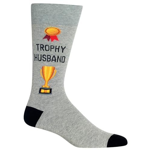 Hot Sox mens Wedding Bliss Novelty Crew Casual Sock, Trophy Husband (Sweatshirt Grey), 6 12 US