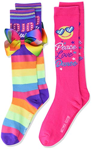 JoJo Siwa girls Jojo Siwa 2 Pack Knee High Casual Sock, Rainbow Multi, 9 11 US