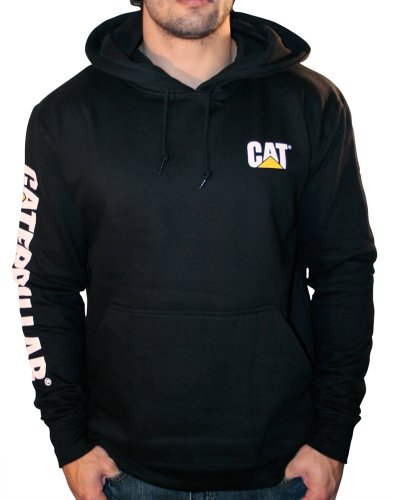Caterpillar Men's Trademark Banner Hooded Sweatshirt (Regular and Big Sizes), Black, Large Tall