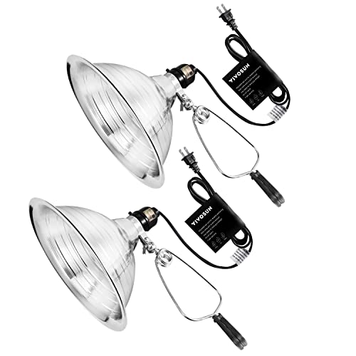 VIVOSUN Clamp Lamp Light with Detachable 8.5 Inch Aluminum Reflector up to 150 Watt E26 Socket (No Bulb Included), 6 Feet Cord, UL Listed, Pack of 2