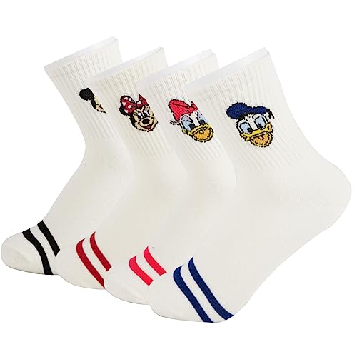 PASSOL 4 Pairs Cartoon Socks Mouse and Duck Animal Socks Cute Socks for Women Men Children Classmates Friends Gift