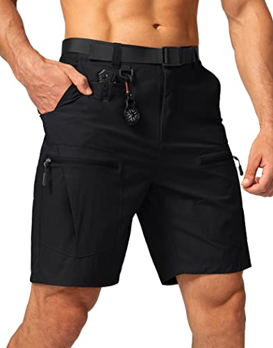 G Gradual Men's Hiking Cargo Shorts Stretch Quick Dry Outdoor Tactical Shorts for Men with Multi Pocket for Fishing Casual(Black,M)