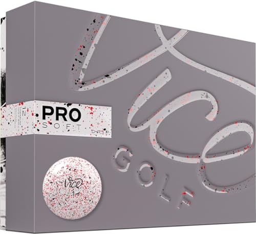 Vice Golf PRO Soft DRIP RED 2020 | 12 Golf Balls | Features: 3-Piece cast Urethane, Soft Feel, high Ball Flight Stability | Profile: for Ambitious Golfers (VG1008099)