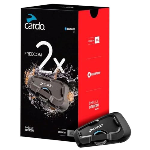 Cardo Systems FREECOM 2X Motorcycle 2-Way Bluetooth Communication System Headset - Black, Single Pack