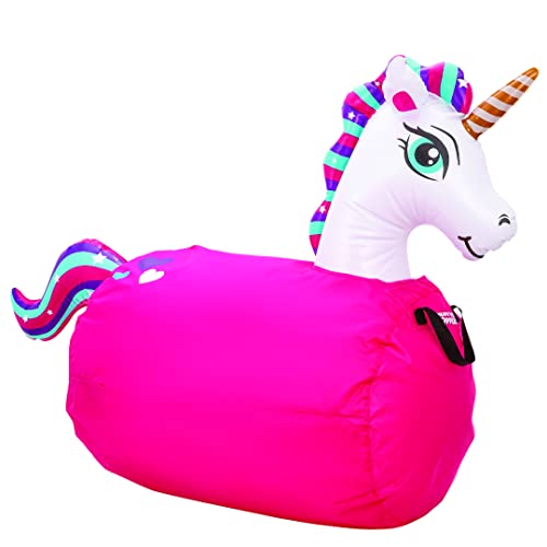 WADDLE Hip Hoppers Large Bouncy Hopper Inflatable Hopping Animal Bouncer, Supports Up to 250 Pounds, Ages 5 and Up (Pink Unicorn)